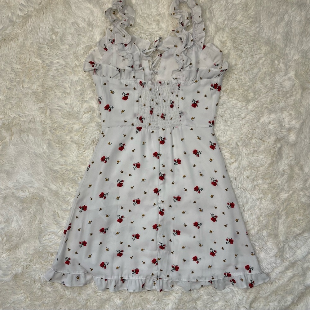 White & Red Floral Mini Dress - Picture 7 of 13